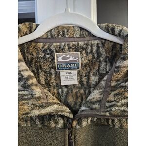 Drake Waterfowl Kentucky Wildcats Camo Fleece 1/4 Zip Pullover Mens 2XL Olive